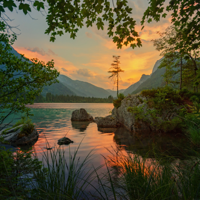 Mountain Lake at Sunset